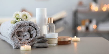 spa image with candles and products