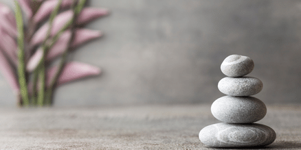 spa like with rocks stacked 