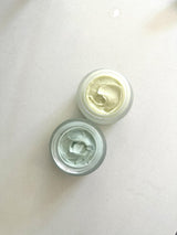 Beef tallow for dry, itchy feeling skin: open jars of Ageless Cloud Cream and Tallow and Honey Balm seen from above