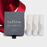 Christmas gifts for women: Creamsicle tallow lip balm set wrapped with a red ribbon