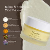 the best tallow moisturizer, deep hydration, contains tallow to deeply nourish, beeswax to protect, honey to sooth inflammation, jojoba to moisturize skin, lavender to calm skin. 