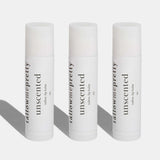 3 pack unscented tallow lip balm white background 